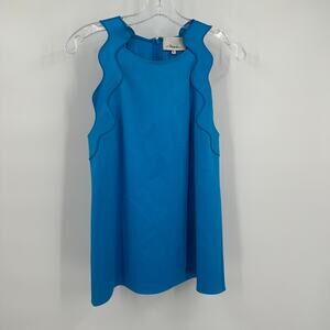 Phillip‎ Lim Womens Top Size 2 Blue Sleeveless Ruffle Trim Sculptural Modern